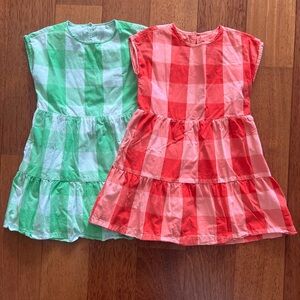 Primary Woven Cotton Plaid Gingham Dresses- size 6-7